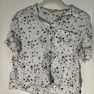 Star button down crop top